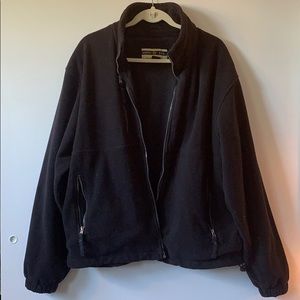 fleece jacket with zip pocket and cinched-hem